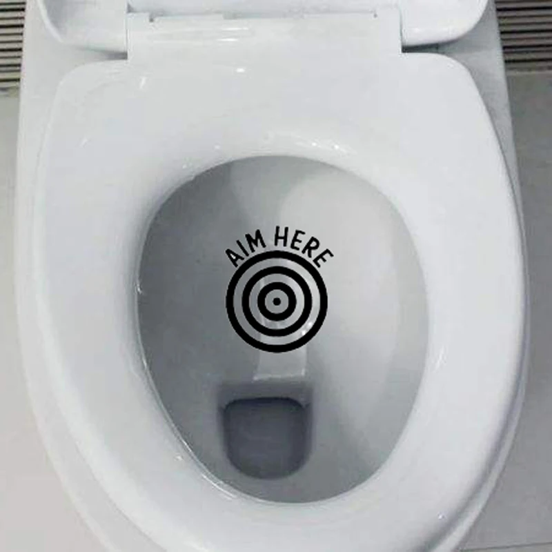 

Funny Fashion Toilet Stickers Aim Here Creative Vinyl Decals Wall Sticker 3WS0239