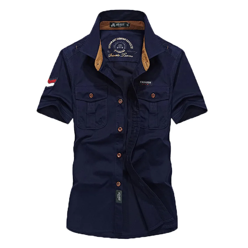 New Arrival Mens Cargo Shirt Male Casual Solid Short Sleeve Shirts ...