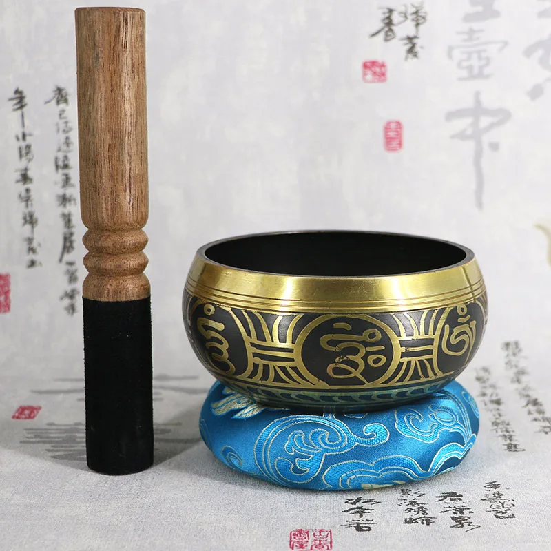 

Tibetan Singing Bowl Decorative-wall-dishes Home Buddhism Yoga Copper Chakra Nepal Handmade Bowl(Including Sticks and Mats) 2019