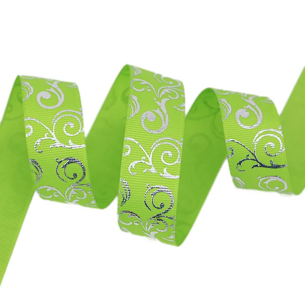 10 ярдов/партия) 25 мм белая горячая штамповка серебряная фольга корсажная лента подарок свадебные ленты - Цвет: Fruit Green