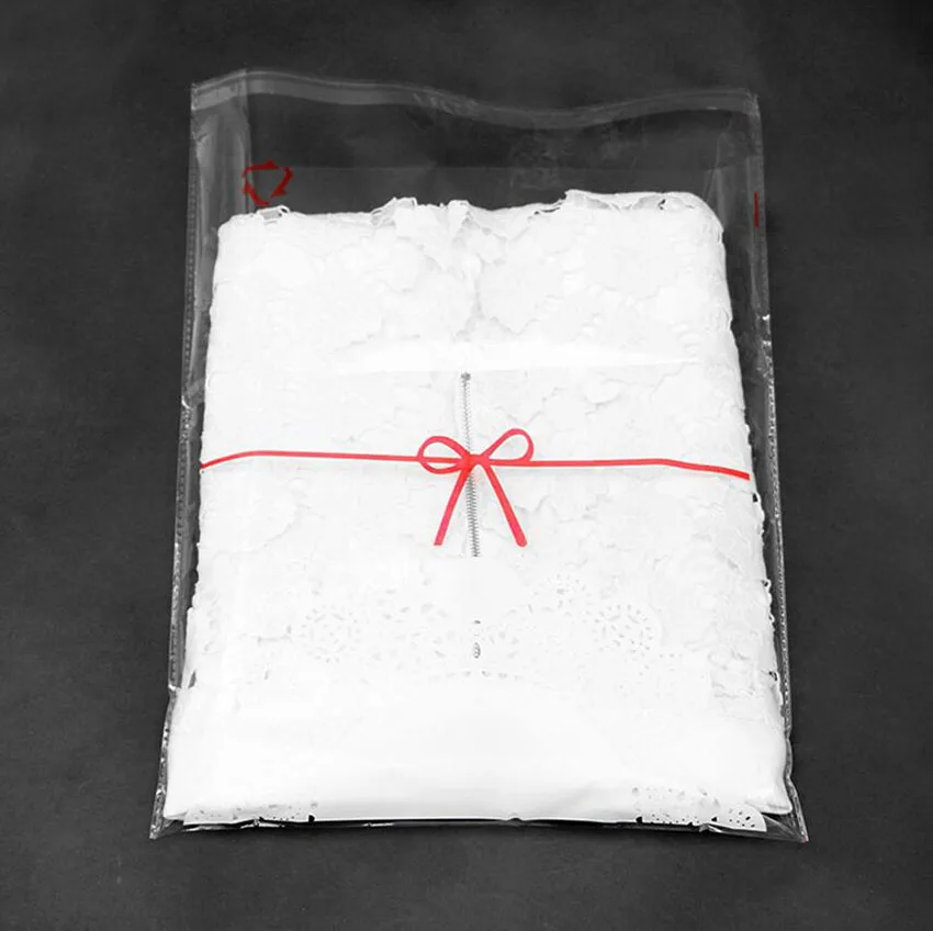 100 шт/партия дизайн кружева и бант-узел клей герметичный прозрачный пластиковый демонстрационный мешок, ювелирный Подарочный пакет для одежды
