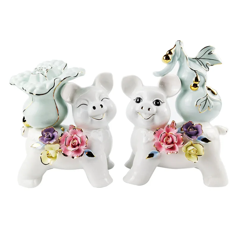 

Lovely Ceramic Piggy Home Decor Figurine Home Decoration Cabinet Crafts Creative for Wedding Gift Indoor Lucky Display