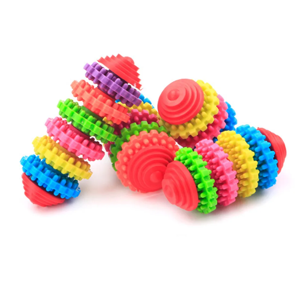 Pet Chew Toys Dog Bones Toy Clean Teeth Colorful Rubber Pet Puppy Dental Teething Healthy Teeth Gums Play Training Fetch Fun Toy