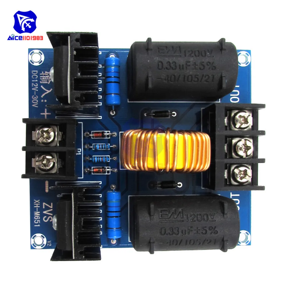 ZVS Tesla Coil Marx генератор постоянного тока 12 В 30 в 20A 1000 Вт Высокое напряжение Flyback драйвер платы питания Boost индукционный нагревательный модуль