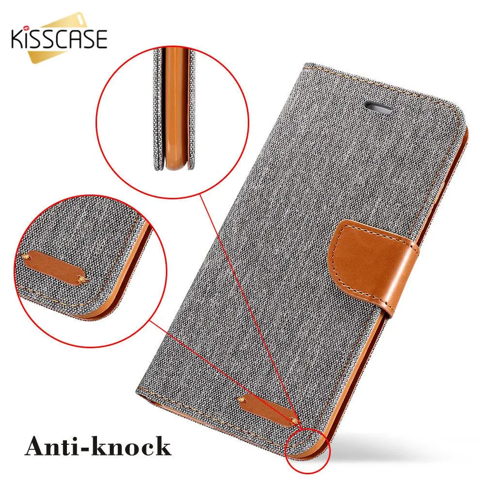 

KISSCASE PU Leather Case For iPhone X 8 7 6 Plus 5s 5 Cloth Stand Wallet Flip Cover For Samsung Galaxy Note 8 S8 Plus S7 S6 Edge