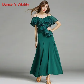 

Dancer's Vitality 2017 Ballroom Dance Dress Harness Bat Sleeves For Salsa Samba Tango Ballroom Costume Competition Dress