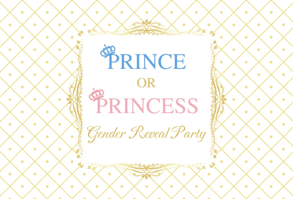 HUAYI 7x5ft Prince or Princess Gender Reveal Party Backdrop boy or Girl Baby Shower Pink or Blue Striped Gender Reveal Photo Shoot Booth Background Vinyl Party Banner for Cake Table Supplies w-2112