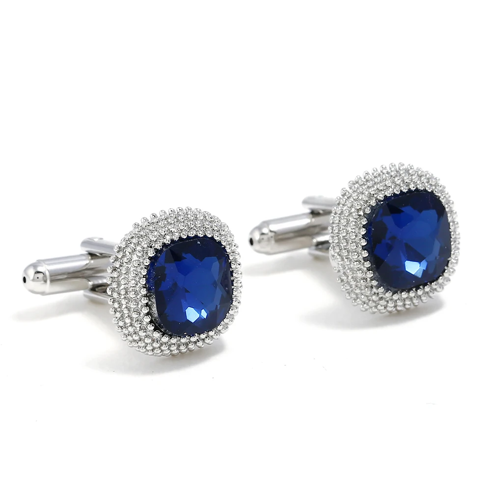 Blue Crystal Ball Cuff link Wholesale Buttons designer High Quality