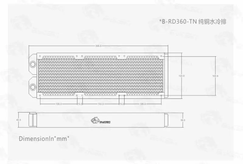 Online Bykski paket 360mm wasser kühlung Kupfer Kühler pc dekoration Entladung Flüssigkeit Kühlkörper für 12cm Fan über 30mm b RD360 TN