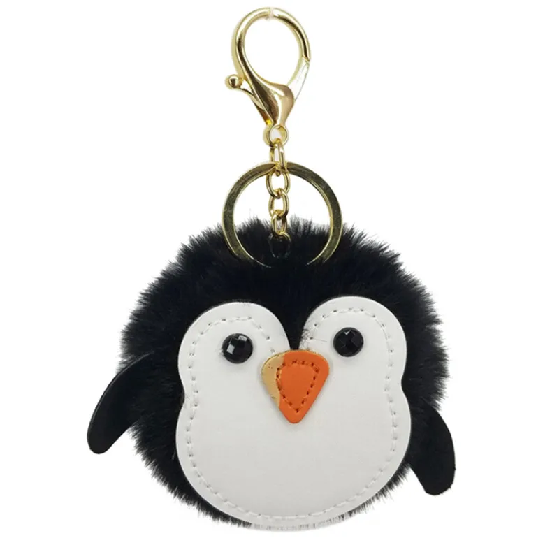 

Fluffy Ball Pompom Keychain Bear Penguin Hippocampus Key Chain Fluffy Fake Rabbit Fur Car Bag Pompon Key Ring Accessories