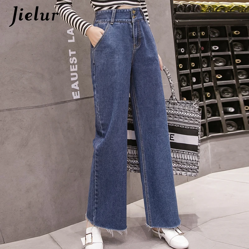 Jielur негабаритный негабаритные синие джинсы женские уличные модные свободные широкие джинсы женские с высокой талией винтажные осенние прямые брюки