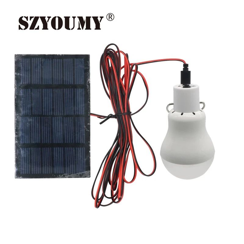 

SZYOUMY Solar Powered Led Lighting System Light Lamp 1 Bulb solar panel Low-power camp nightfair travel used 5-6hours