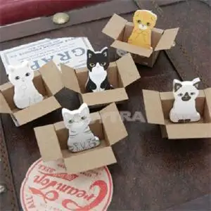2015 New School Supplies Memos Novetly Cat Shape Memo Pads Practical Post It Kawaii Sticky Notes | Канцтовары для офиса и дома