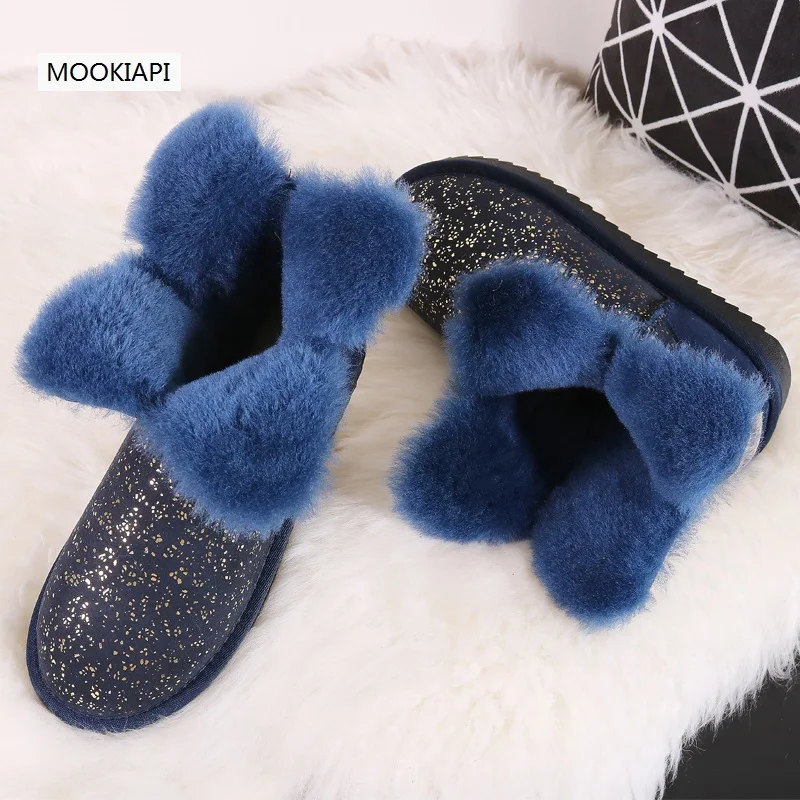 

2019 European high-quality women's shoes, real sheepskin, 100% natural wool, high-quality women's snow boots, free delivery