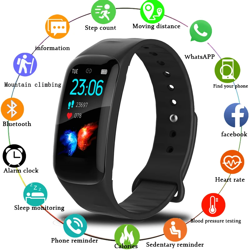 

LIGE Smart Watch Heart Rate Blood Pressure Monitor Smart Bracelet fitness tracker Information Reminder Smart Wristband Pedometer