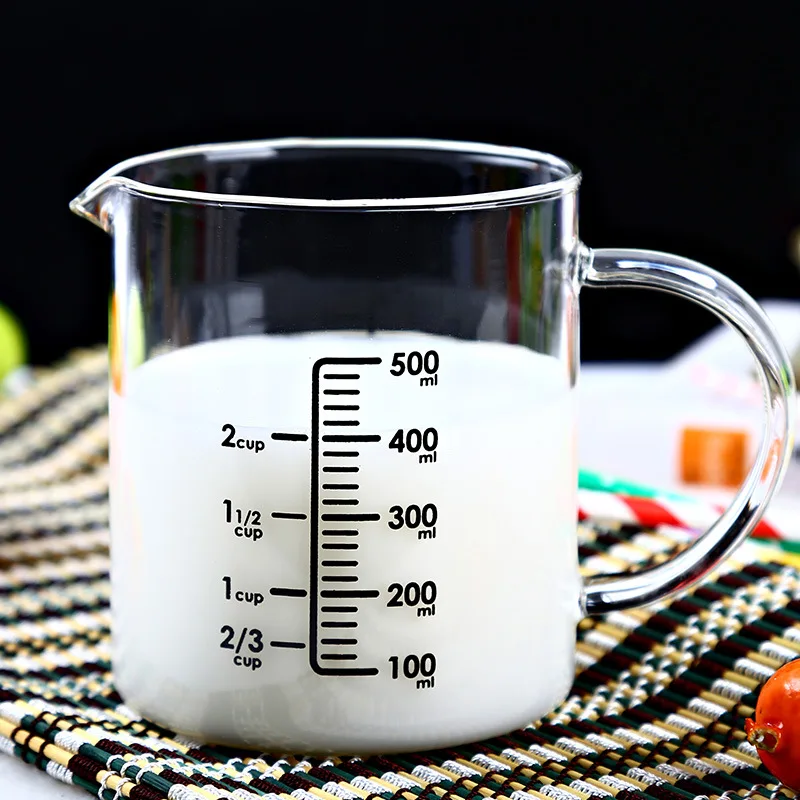 Высокое качество 250 мл 500 мл утолщенные microwaveable стеклянные мерные чашки молока для выпечки калибровки чашки