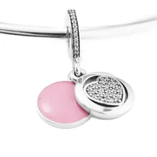 DIY подходит для бусины Pandora Браслеты преданное Сердце Подвески с прозрачным CZ стерлингового серебра 925-ювелирные изделия