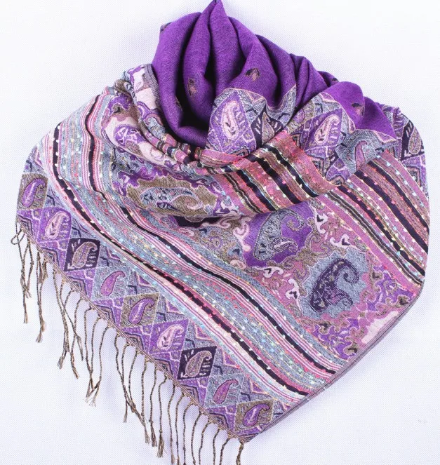 Fashion Purple Women's Silk Pashmina Shawl Scarf Wrap honeybee flower Free Shipping Wholesale Retail FF-XMF8