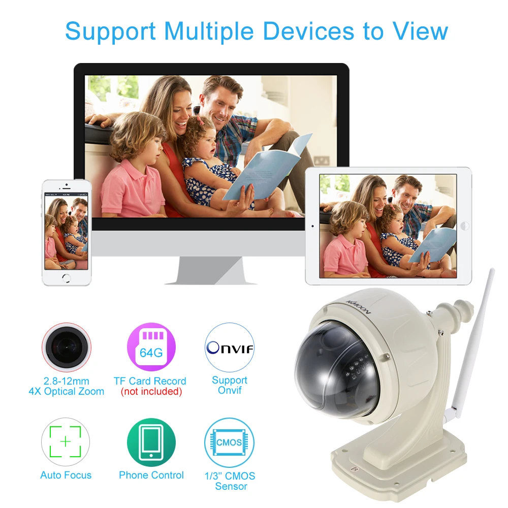 

KKmoon 1080P 2.0MP Wireless WIFI IP Camera Waterproof Auto Focus Lens IR-CUT Night Vision Phone APP Control Motion Detection