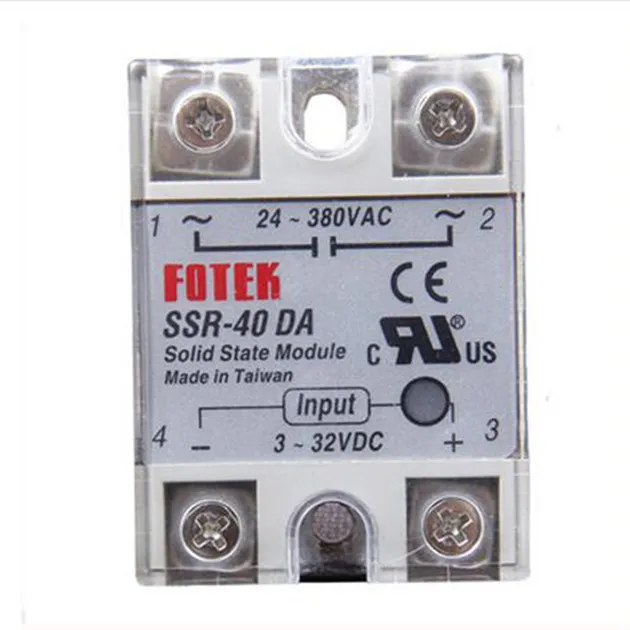 

SSR-40DA SSR Solid State Relay Module 40A Output AC24-380V Input DC3-32V with Cover