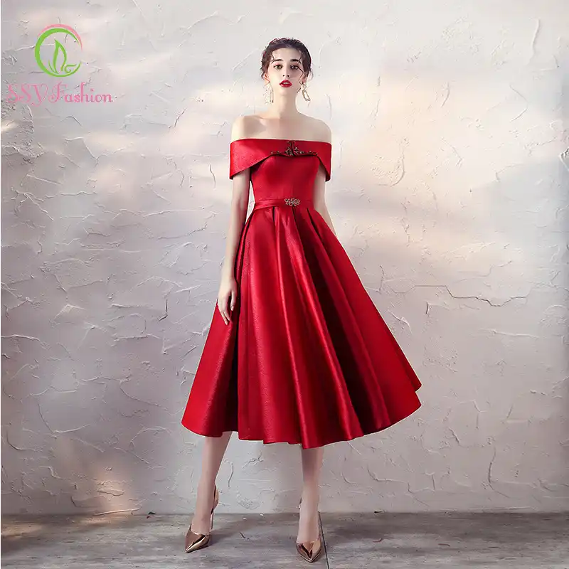simple red cocktail dress