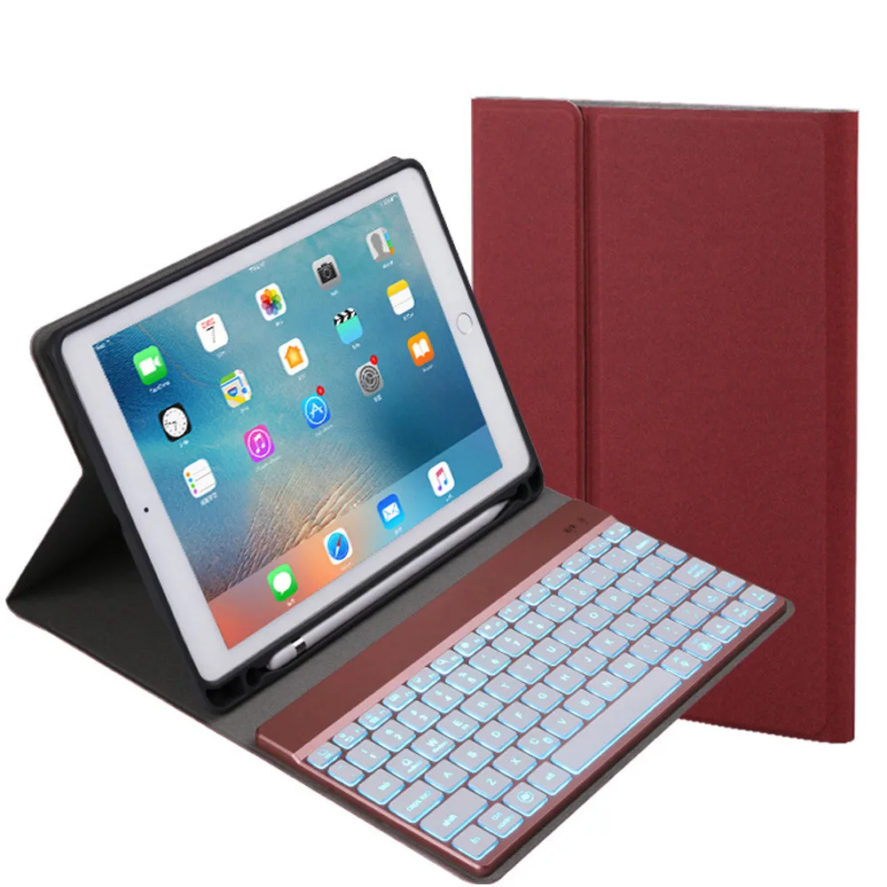 

OMESHIN Detachable Keyboard 7-Color Backlight Case Smart Cover With PU Leather Protective Case Cover ForiPad 9.7 Pro Air2/1 118A