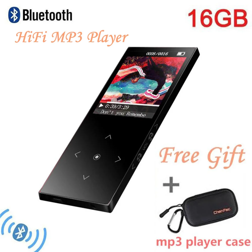 

16GB Bluetooth4.1 MP3 Player Touch Button Ultra thin 1.8 Inch Color Screen Lossless Sound MP3 Muisc Player+Free mp3 player case