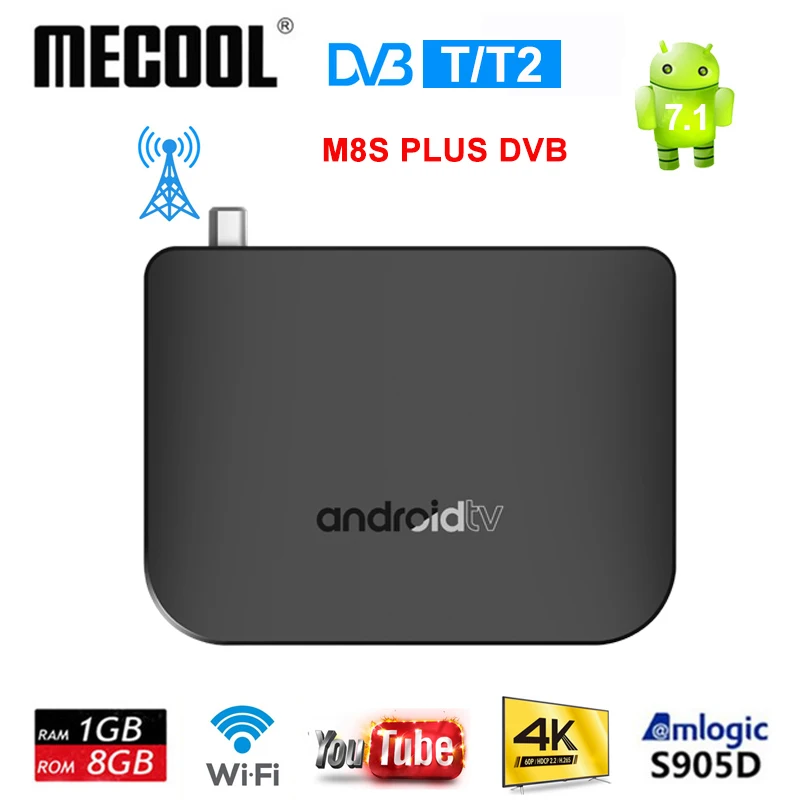 

MECOOL M8S Plus DVB-T/T2 Android TV Box Amlogic S905D Smart Set Top Box 2.4 Wifi 4K H.265 DVB-T/T2 VP9 Smart TV Media Player