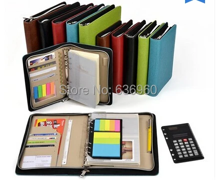 New hot A5 A6 Business notebook zipper bag comercial notepad manager folder with font b calculator