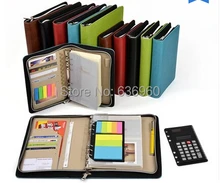 New hot A5/A6 Business notebook zipper bag comercial notepad manager folder with calculator and ruler free shipping