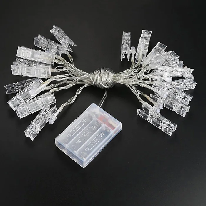 

20 LED Photo Peg Clip Shape Hanging Pictures Fairy String Lights Battery Power QP2