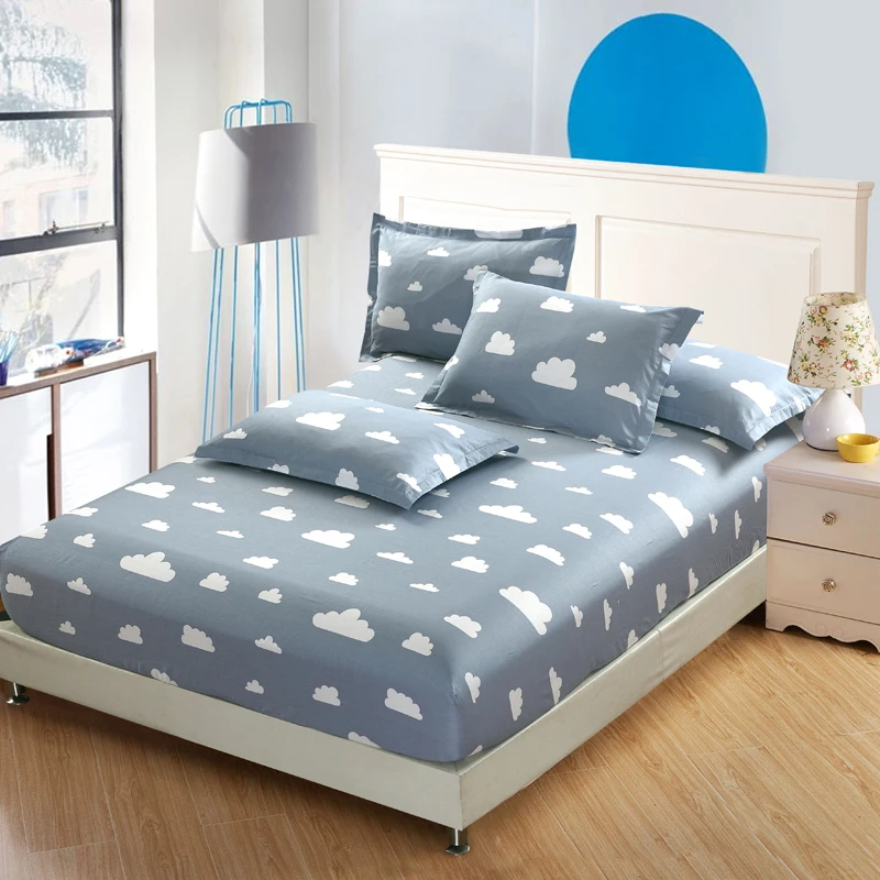 Комплект постельного белья из 4 предметов чистого хлопка с рисунком белых