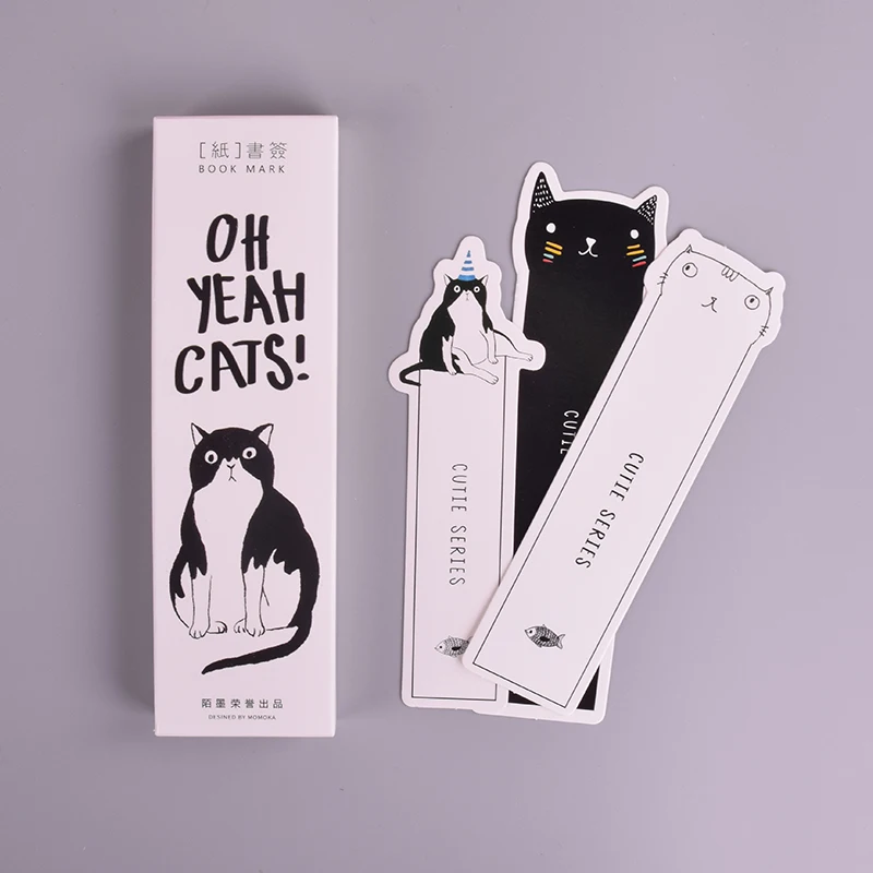 

30 pcs/box Cute cat head paper bookmark stationery bookmarks book holder message card school supplies papelaria