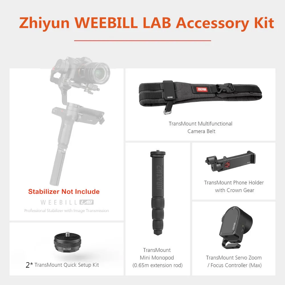 Zhiyun интимные аксессуары комплект для Zhiyun WEEBILL лаборатории Gimbal включают контроллер фокусировки монопод держатель штатива крепление Quick Setup ремень