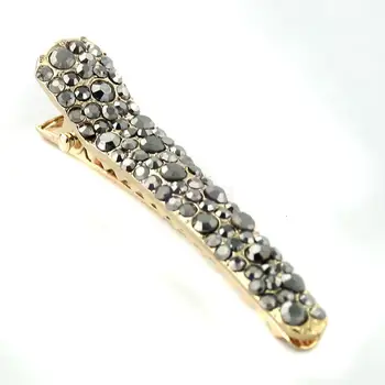 

Full Black Rhinestone Duckbill Hair Clip Barrette Hairpin Clamp Gold Shinning Hair pins for women girls for party wedding