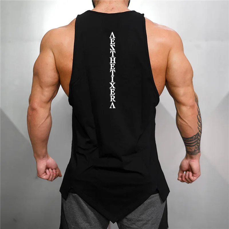 

Muscleguys Gyms Stringer Clothing Bodybuilding Tank Top Men Fitness Singlet Sleeveless Shirt Solid Cotton Muscle Vest Undershirt