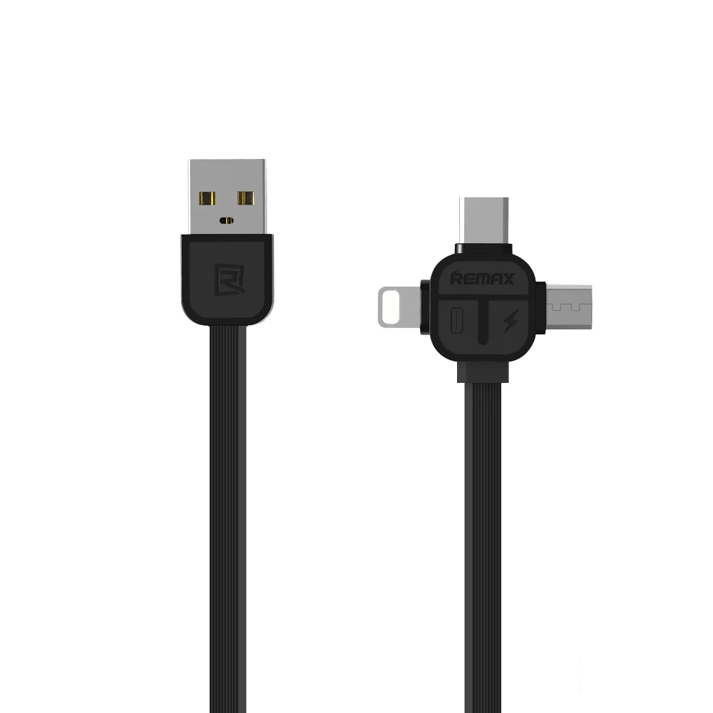 Remax LESU 3 в 1 кабель Micro USB для передачи данных Тип C зарядный iPhone Samsung Xiaomi Multi IOS