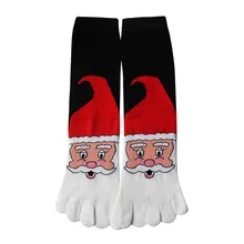 Одна пара, модные рождественские носки унисекс с 3D принтом, Разноцветные носки с пятью пальцами, хлопчатобумажные забавные носки