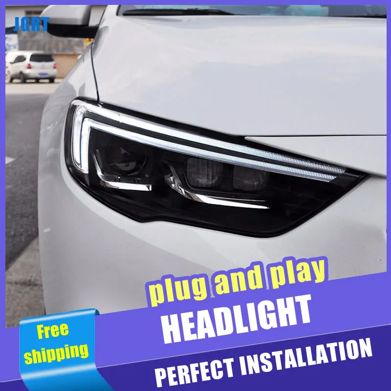 Billige 2PCS Auto Stil LED scheinwerfer für Buick Regal 2018 2019 für Regal kopf lampe LED DRL Objektiv Doppel strahl H7 HID Xenon bi xenon objektiv