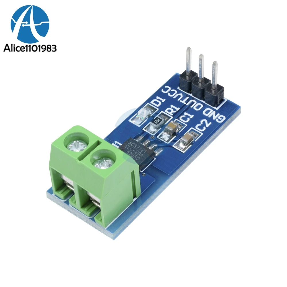 1 шт./лот модуль датчика Холла ACS712 20A для Arduino ACS712ELC Pin 5V Индикатор питания доска