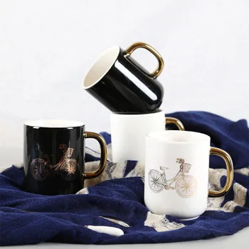 

2018 Newest Creative Bike ceramic cup bear milk coffee mugs tea cups thermal water bottles For Lover gift