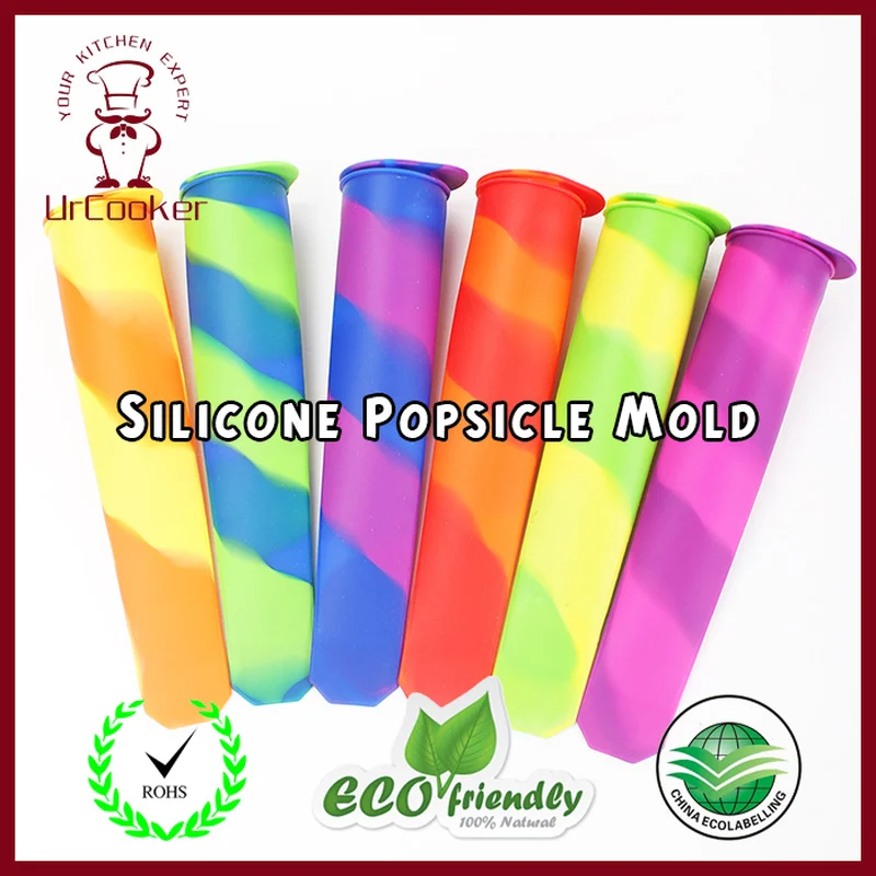 

4Pcs Colorful Silicone Push Up Ice Cream Jelly Lolly Pop Maker Popsicle Mould