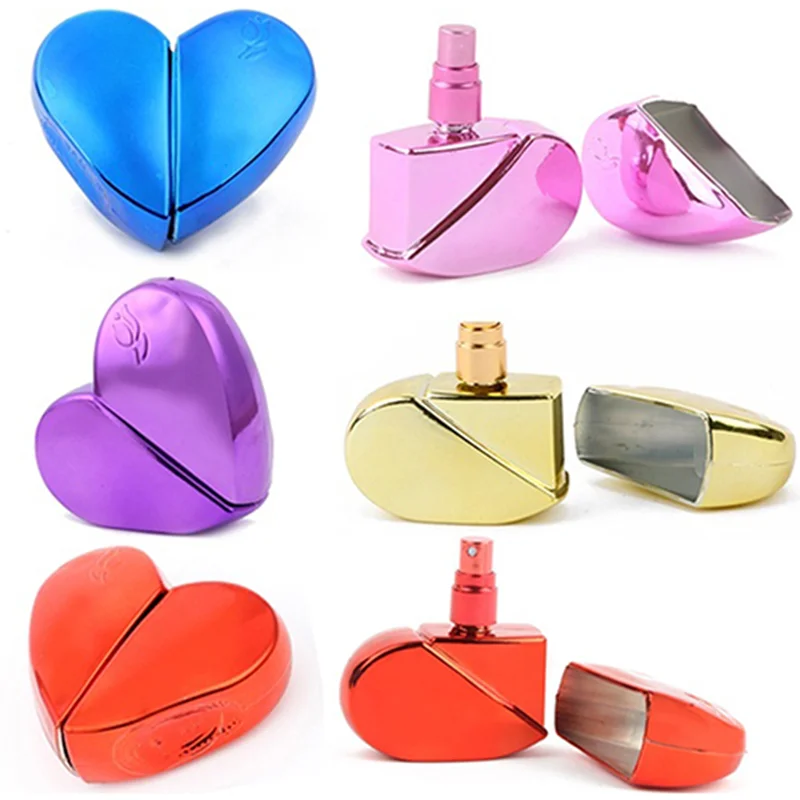

1PC 25ml Heart Shaped Spray Refillable Bottles Glass Perfume with Empty Perfume Atomizer for Women 6COLOR pocket perfume bottle