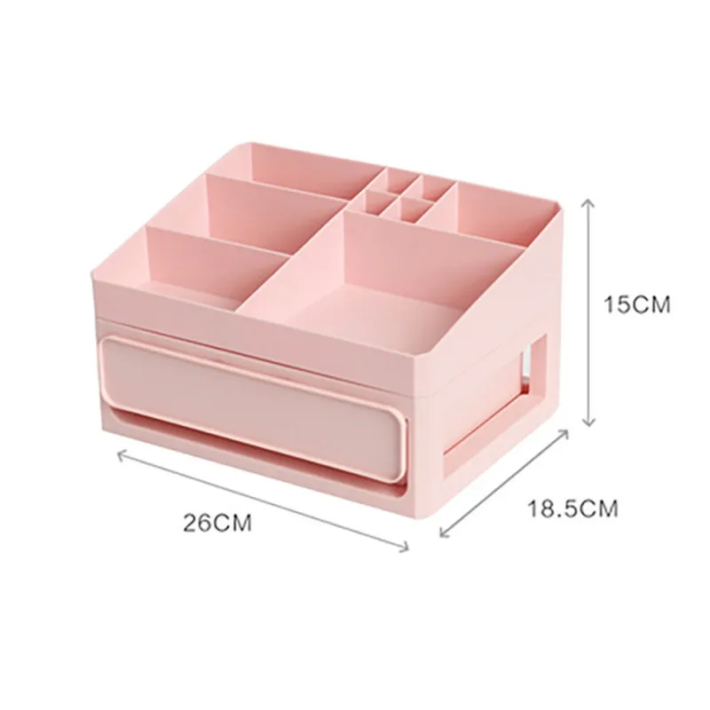 Pink 2 Layer Пластиковый органайзер для макияжа, коробка для хранения в ванной, органайзер для косметики, офисный Настольный органайзер, коробка для хранения ювелирных изделий, контейнер для мелочей - Цвет: Pink 2 Layer