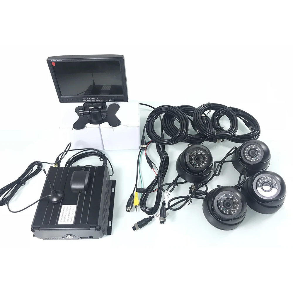  Hard disk SD card recorder 4-channel monitoring night vision HD mobile computer remote 4G GPS bus m