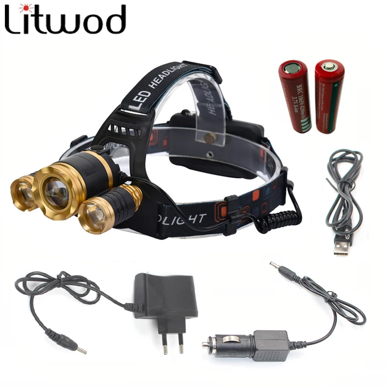 Z30 Led Headlight Zoom headlamp XM L T6 Rechargeable Head lamp Flashlight Head Torch XM L
