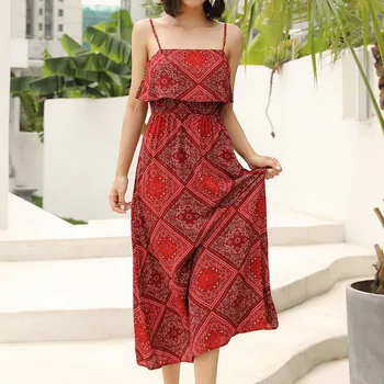 

Women Summer Red Dress Floral Print Off Shoulder Split Party Long Clothes Backless Summer Dress 2019 Vestidos De Verano New