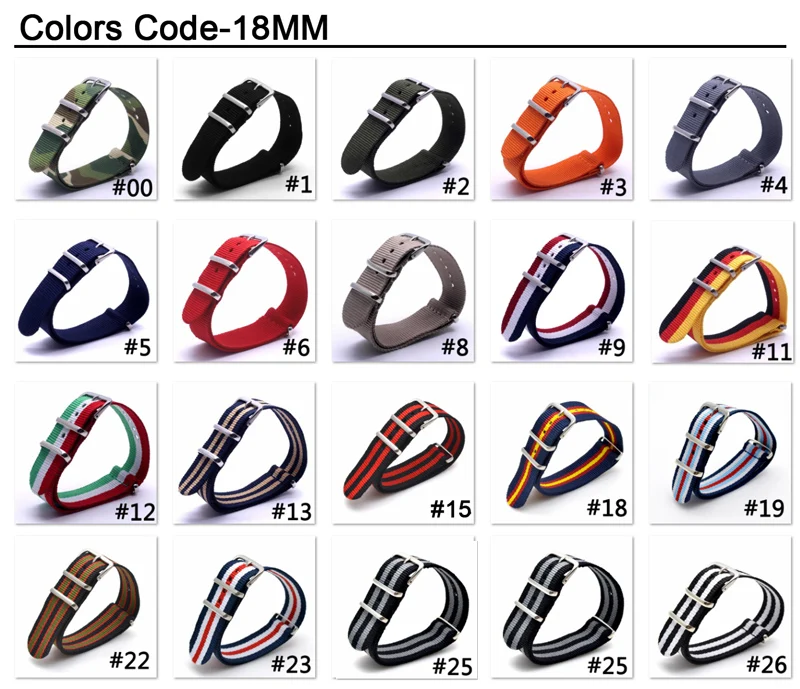 

Retro Classic Watch 18 mm Army Grey Yellow Military nato fabric Woven Nylon watchbands Strap Band Buckle belt 18mm accessories