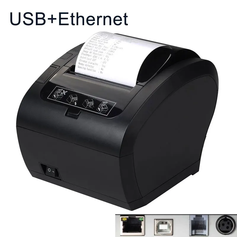 80 мм Термопринтер чеков для кухни pos-принтер с автоматическим резаком USB/Ethernet портов чернильный Принтер магазин ресторан - Цвет: USB Ethernet