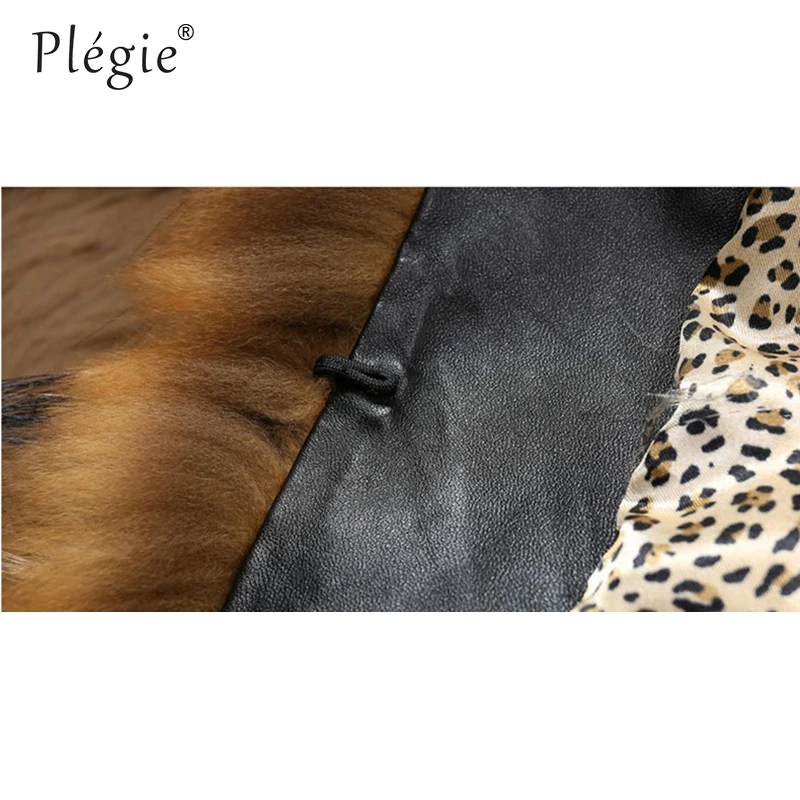 Plegie 6XL размера плюс леопардовое пальто из искусственного меха Осенняя Женская куртка с воротником из искусственного меха енота Толстая теплая куртка из искусственного меха S-6XL